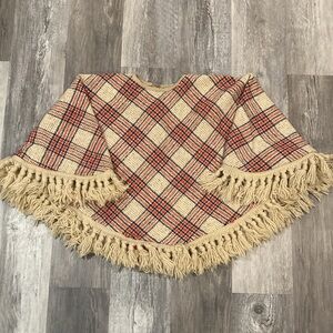 Vintage wool, kids plaid poncho